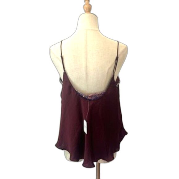 Free People Intimately Turn It On Cami Sequins Layered Plum Prune Large NEW NWT - Picture 3 of 13